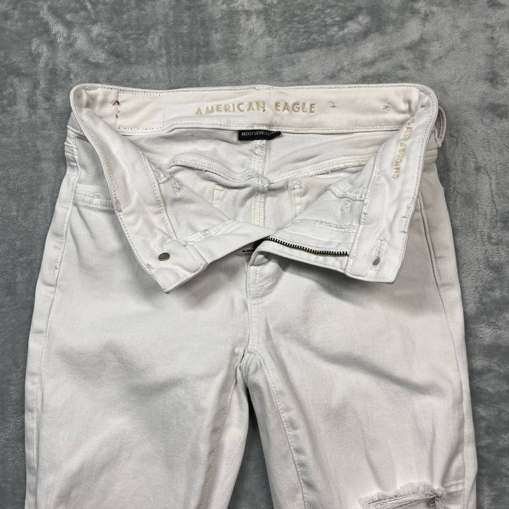 American Eagle Jegging Womens White Distressed Hi-Rise Next Level Stretch 0 - Picture 7 of 16